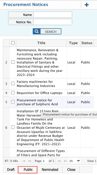 e-Notice List